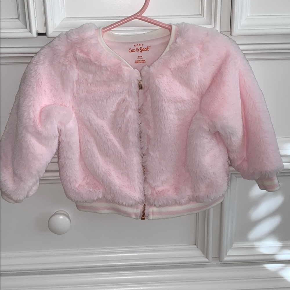 Pink Furry Bomber Jacket